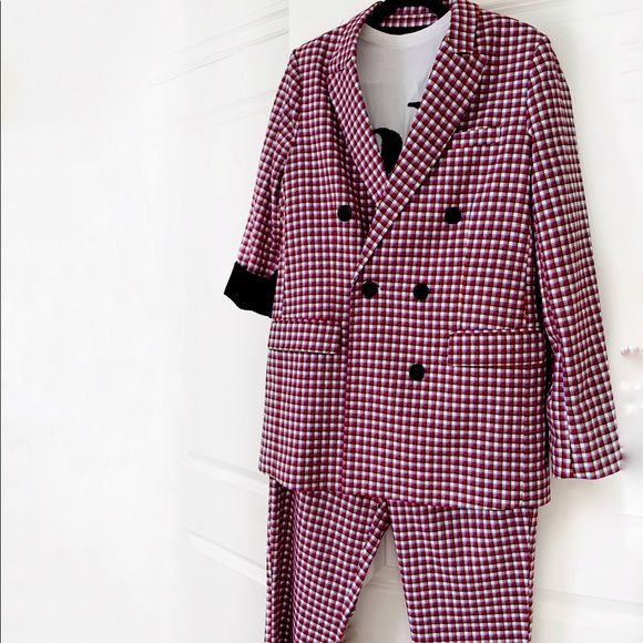 Checkerboard Statement Suit Jacket - Picture 4 of 12